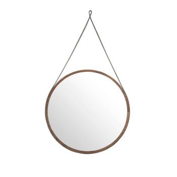Estila Moderné nástenné zrkadlo Vita Naturale z dreva okrúhle hnedé 75cm obrázok