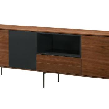 Estila Moderný hnedý TV stolík Nordica Nogal z orechovo dyhovaného dreva s touch systémom 180cm obrázok