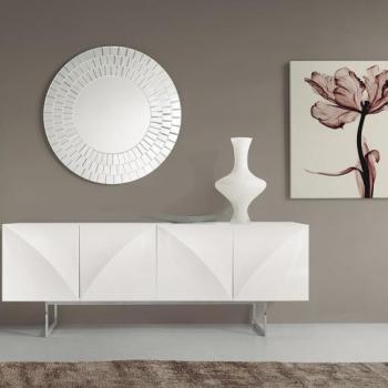 Estila Moderný lesklý biely štvordverový príborník VITO 200cm obrázok