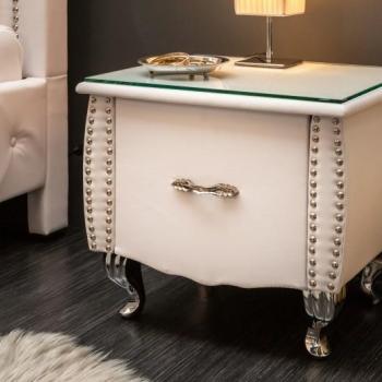 Estila Moderný luxusný nočný stolík Caledonia z ekokože v bielej farbe 45cm obrázok