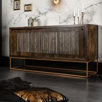 Estila Moderný luxusný príborník Helge tmavohnedý z masívu mango 160 cm obrázok