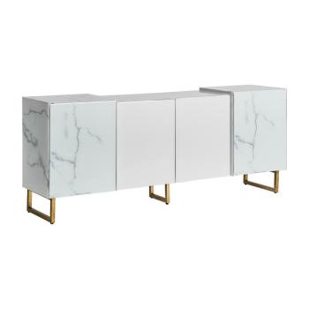 Estila Moderný luxusný príborník Neva Marble v prevedení biely mramor so štyrmi dvierkami a nožičkami v zlatej farbe 200cm obrázok