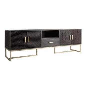 Estila Moderný luxusný TV stolík Catia z masívneho dreva tmavohnedý 200 cm so zásuvkou a štyrmi dvierkami obrázok