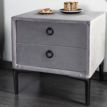 Estila Moderný nočný stolík Everson s poťahom sivej farbe s dvomi zásuvkami 45cm obrázok