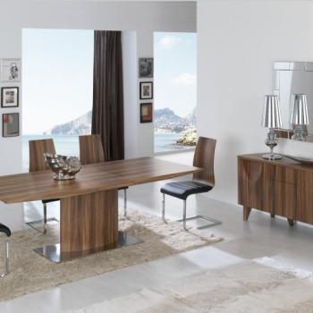 Estila Moderný obdĺžnikový rozkladací jedálenský stôl Edge v hnedej farbe na jednej nohe 160(200cm) obrázok