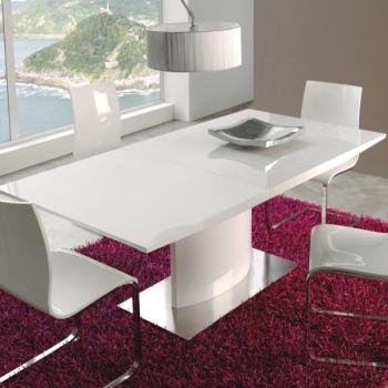 Estila Moderný obdĺžnikový rozkladací jedálenský stôl Edge v lesklom bielom prevedení 160(200)cm obrázok