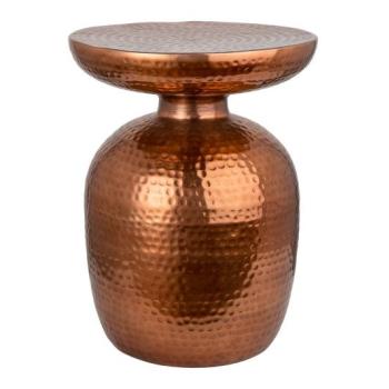 Estila Moderný okrúhly medený príručný stolík so stojanom na dáždniky Siliguri s tepaným povrchom 36cm obrázok