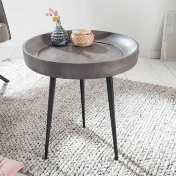 Estila Moderný okrúhly príručný stolík Tamworth III z masívneho akáciového dreva v sivej farbe 45cm obrázok
