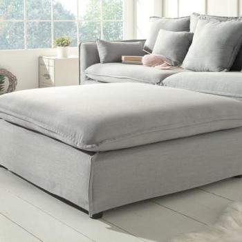 Estila Moderný šedý hranatý taburet Heaven s textilným poťahom 100cm obrázok