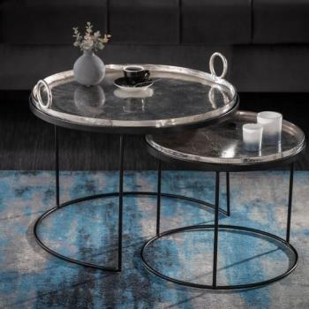 Estila Moderný set dvoch okrúhlych príručných stolíkov Elements z kovu 62cm obrázok
