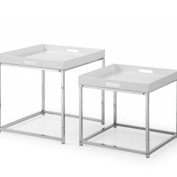Estila Moderný set dvoch príručných stolíkov Elements so striebornou kovovou konštrukciou a s odnímateľným podnosom obrázok