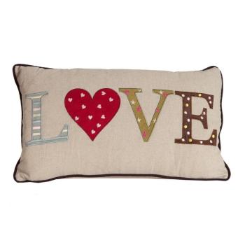 Estila Moderný štýlový ľanový vankúš LOVE 50cm patchwork obrázok