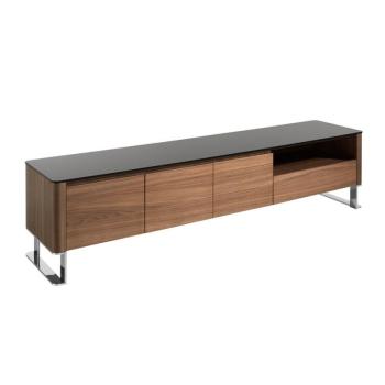 Estila Moderný TV stolík Vita Naturale hnedý s čiernym tvrdeným sklom 200cm obrázok
