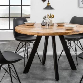 Estila Okrúhly jedálenský stôl Steele Craft 120cm hnedý z masívneho dreva obrázok
