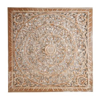 Estila Orientálna nástenná mandala Assam z dreva štvorcového tvaru s ornamentálnym vyrezávaním 160cm obrázok
