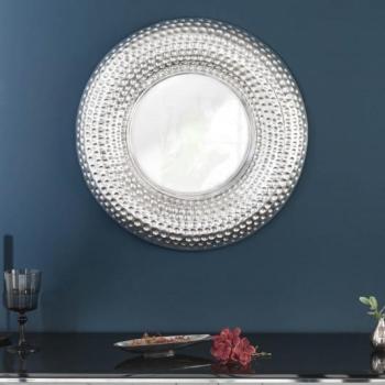 Estila Orientálne kruhové závesné zrkadlo Solei s hrubým strieborným rámom 60cm obrázok
