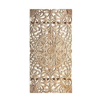 Estila Orientálny dekoratívny panel Assam z teakového dreva s ornamentálnym florálnym vyrezávaním 180cm obrázok