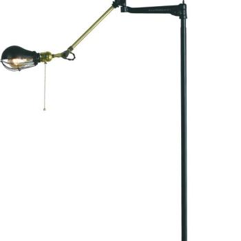 Estila Polohovateľná stojaca lampa Vidar v zlatom modernom prevedení s čiernym otočným kovovým ramenom 200cm obrázok