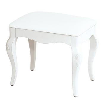 Estila Provensálska biela taburetka Antibes so zaoblenými masívnymi nožičkami s vyrezávaním 50cm obrázok