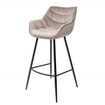 Estila Retro barová stolička Ima v zamatovej šampanskej farbe s čiernou kovovou konštrukciou 105cm obrázok