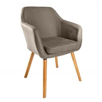 Estila Retro čalúnená jedálenská stolička Dagean v hnedosivom poťahu s nohami z dreva 83cm obrázok