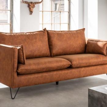 Estila Retro dizajnová čalúnená sedačka Amalfi v hnedom prevedení s čiernymi nožičkami z kovu 194cm obrázok