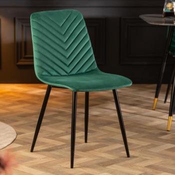 Estila Retro dizajnová jedálenská stolička Forisma so zeleným zamatovým poťahom 87cm obrázok