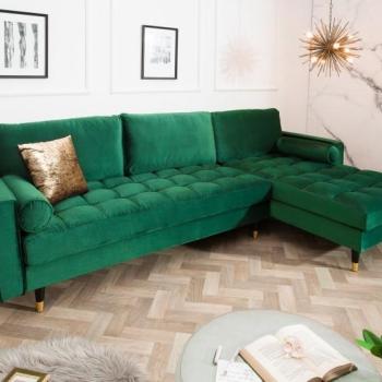 Estila Retro dizajnová rohová sedačka Velluto smaragdová zelená 260cm obrázok