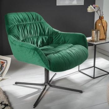Estila Retro dizajnové kreslo Dumfies so zamatovým poťahom v zelenej farbe 79cm obrázok