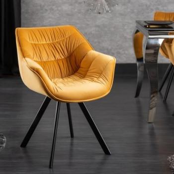 Estila Retro dizajnové kreslo Meine v žltej farbe s čiernymi nohami z kovu obrázok