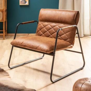 Estila Retro dizajnové kreslo Olympus 79cm z ekokože hnedé obrázok