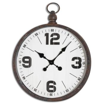 Estila Retro dizajnové okrúhle nástenné hodiny Nomad s čiernym rámom z kovu 49cm obrázok