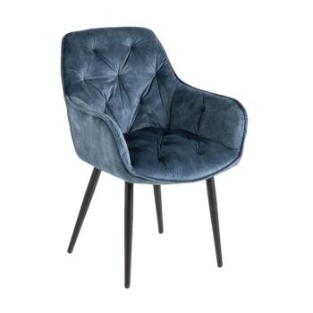 Estila Retro dizajnové tmavomodré čalúnené kreslo Milano s opierkami na ruky 84cm obrázok