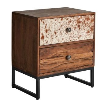 Estila Retro dizajnový nočný stolík Texas do spálne z masívneho mangového dreva hnedej farby s dvomi zásuvkami 56cm obrázok
