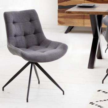 Estila Retro kancelárska stolička Carluke so sivým čalúnením a čiernymi kovovými nohami 86cm obrázok