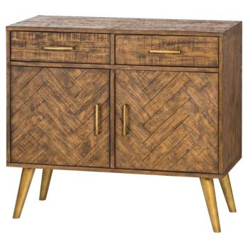 Estila Retro príborník HAVANA ORO s parketovým vzorom na nožičkách zlatej farby 100cm obrázok