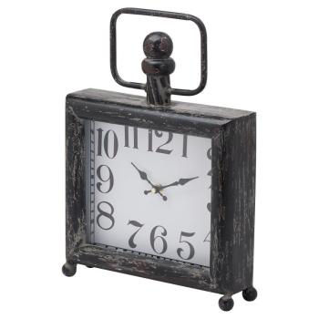 Estila Retro štýlové hodiny Neiras I štvorcového tvaru v čiernej farbe na guľatých nožičkách 38cm obrázok