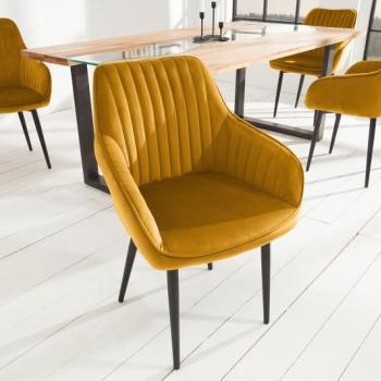 Estila Retro štýlové kreslo Null 84cm horčicové s opierkami na ruky obrázok