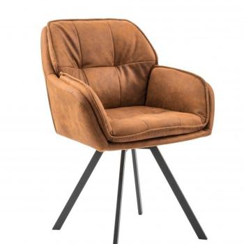 Estila Retro štýlové kreslo Odo 85cm hnedé s opierkami na ruky obrázok
