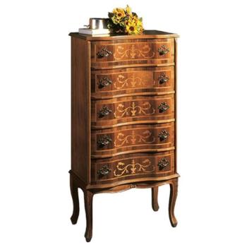 Estila Rustikálna luxusná vysoká komoda Clasica s ornamentálnym zdobením a s piatimi zásuvkami 112cm obrázok