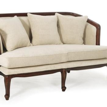 Estila Rustikálna sedačka M-VINTAGE z masívneho dreva s béžovým čalúnením a tromi vankúšikmi 160cm obrázok