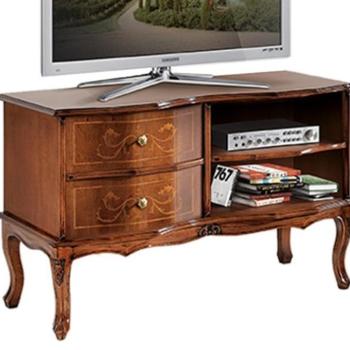 Estila Rustikálny luxusný TV stolík Clasica s dvomi zásuvkami a poličkami s detailným vyrezávaním 87cm obrázok