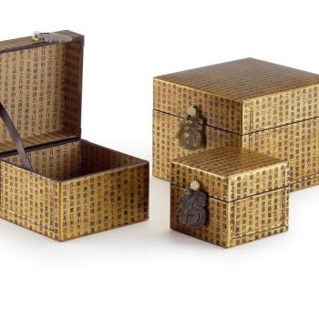 Estila Sada troch kožených boxov 19x19cm obrázok