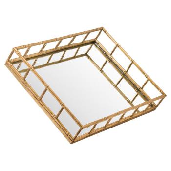 Estila Set dvoch zrkadlových podnosov Trasulfa so zlatou kovovou konštrukciou 48cm obrázok