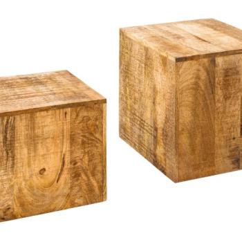 Estila Set masívnych štvorcových príručných stolíkov Cascara z mangového dreva v hnedej farbe 45/40cm obrázok