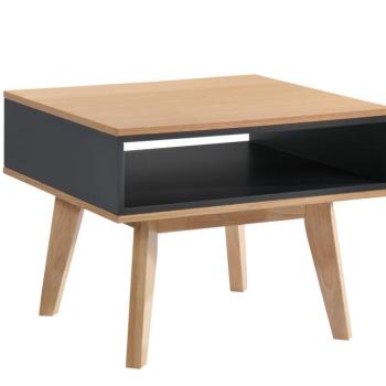 Estila Škandinávsky príručný stolík Nordica Clara vo svetlo hnedej farbe s čiernym otvoreným priestorom prevedenie dub 60cm obrázok