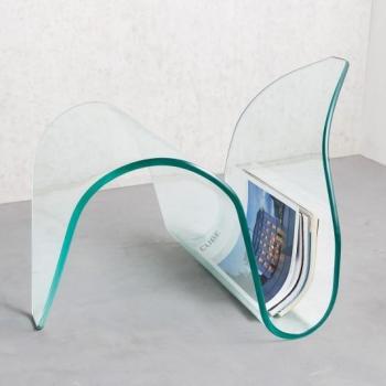 Estila Sklenený príručný stolík Ghost v atypickom tvare moderný 62cm obrázok
