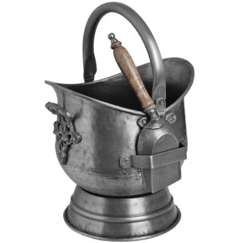 Estila Starožitné vedro s lopatkou na popol a uhlíky Fireside z cínu 44cm obrázok