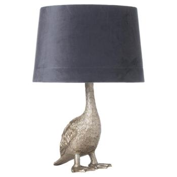 Estila Strieborná stolná lampa Goose Gary v tvare husi so sivým tienidlom 58cm obrázok