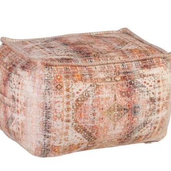 Estila Štýlová etno taburetka Imre Orange s oranžovým čalúnením s detailným ornamentálnym zdobením 75cm obrázok